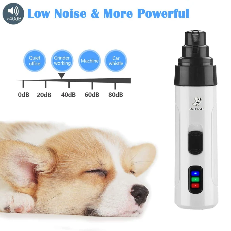 Broyeur à Ongles Électrique Indolore Rechargeable par USB, Coupe-Ongles Silencieux pour Chien et Chat, Outils de Toilettage