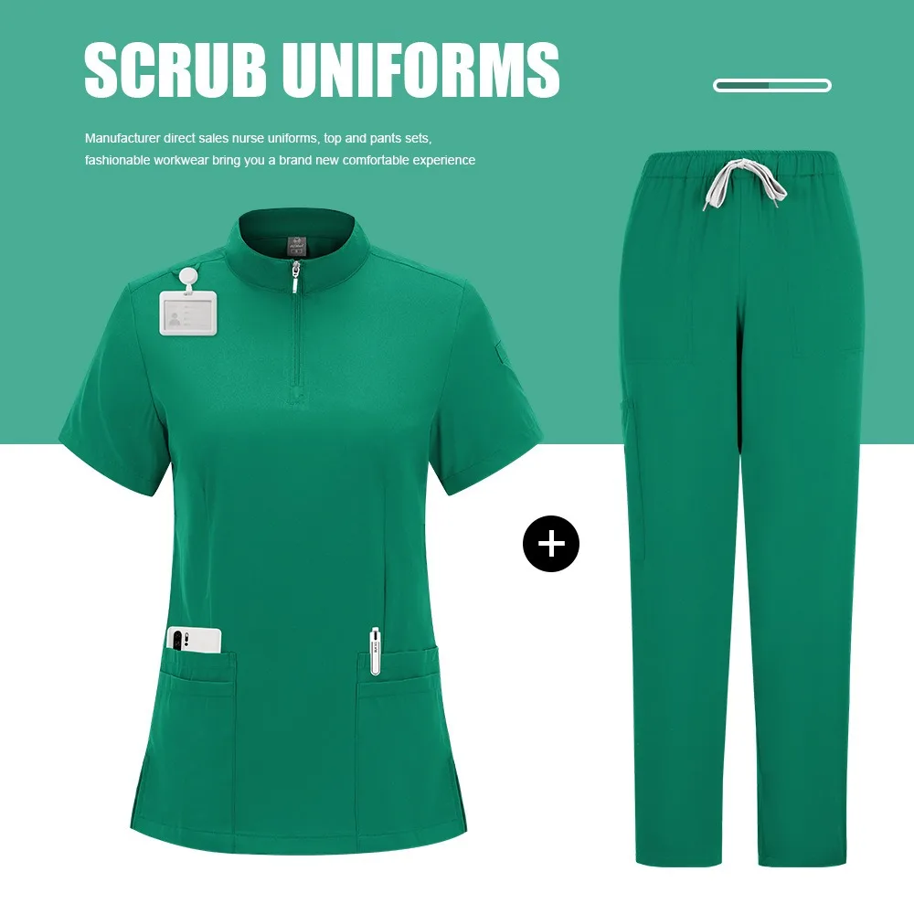 간호사 스크럽 세트 주름 방지 의료 수술복 도매 병원 스크럽 상의 의사 간호사 특수 스크럽 유니폼 남녀