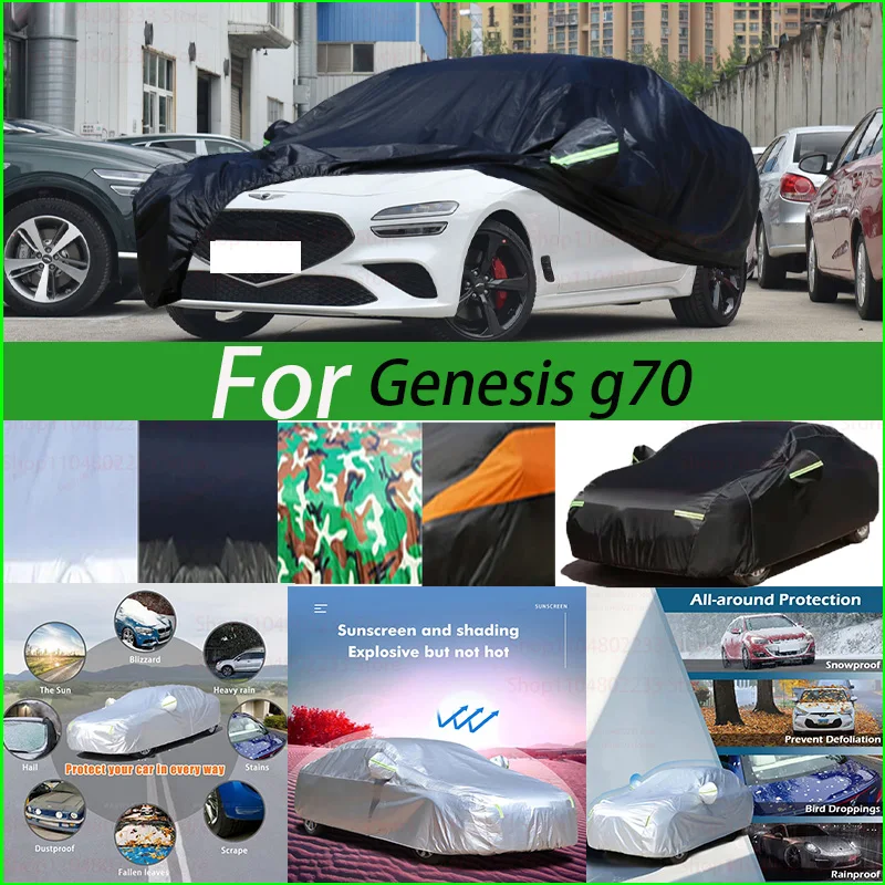 For Genesis G70 Black and Silver Universal Car Cover Waterproof Dustproof Outdoor Protection Full Rain Snow UV Protective