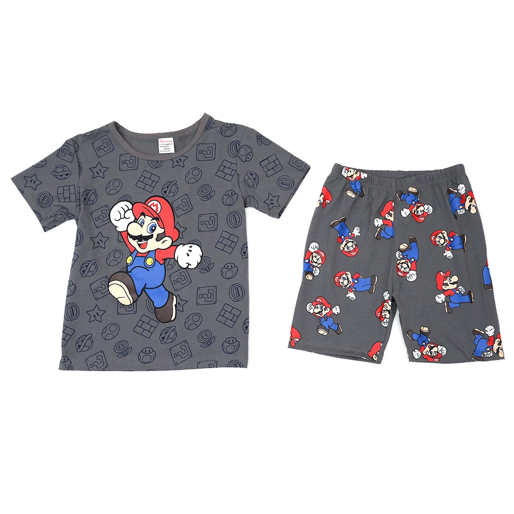 Conjunto de camiseta y pantalones cortos de Super Mario Pijamas Luigi, conjunto de camiseta informal caprichosa de verano para niños