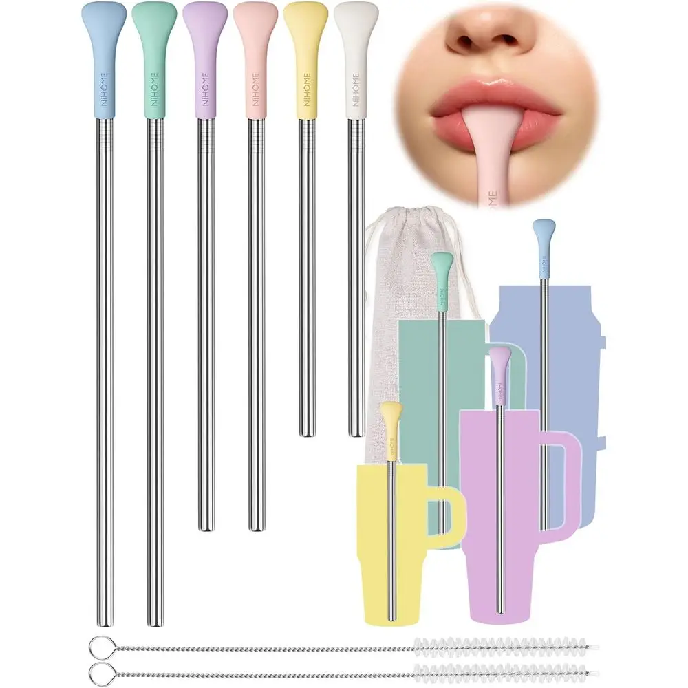 

Anti-Wrinkle Stainless Steel Tumbler with Silicone Wide Tip Straw, 20/30/40 oz Sizes, Reusable, Long Lasting, Brush & Carry Bag