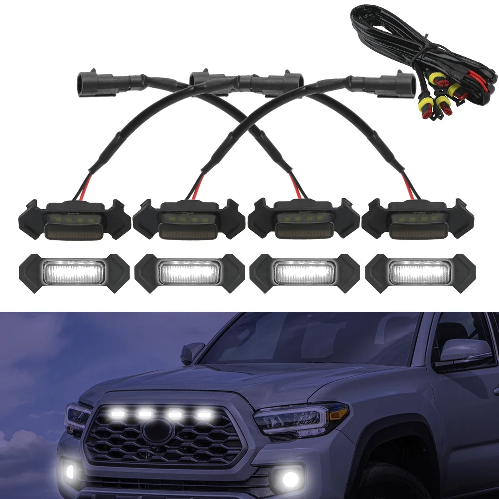 Front Grille Lighting Kit 12V For 2016-2020 Toyota Tacoma Car LED Grille Amber Lights 4Pcs/Set