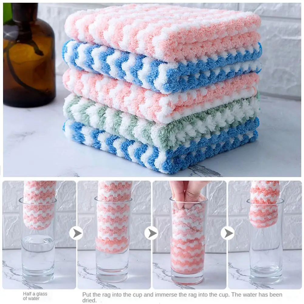 Kitchen Cleaning Rag Coral Fleece Dish Washing Cloth And Wet Super Kitchen Cleaning 1pc Towels Random Pad Absorbent Dry Sco K6Y5