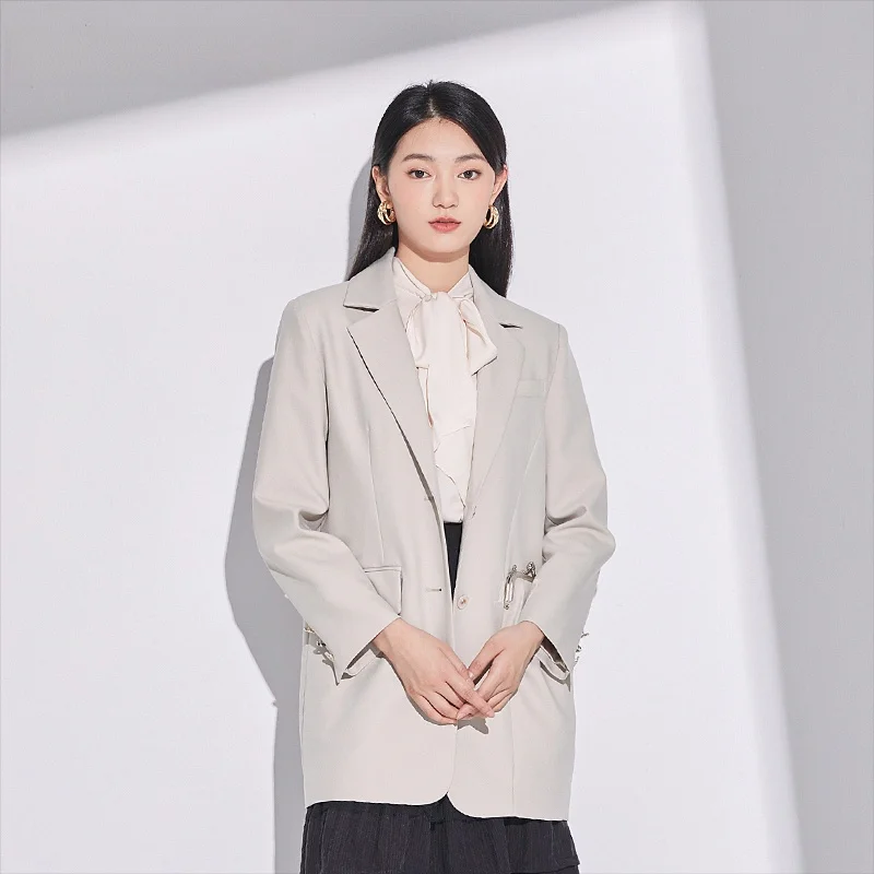 

Женский деловой костюм Dailanzhi: новая коллекция весна-осень, однотонный, свободный крой, универсальный, простой дизайн, стильный топ