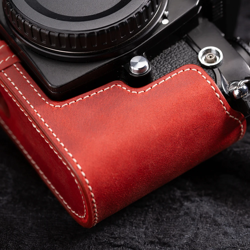 니콘 F3 FE2 F3AF DF F3TF F3HP FM2용 FM2 보호 케이스, 정품 가죽 DF 하프 케이스 F3 하프 백 수제 카메라 가방
