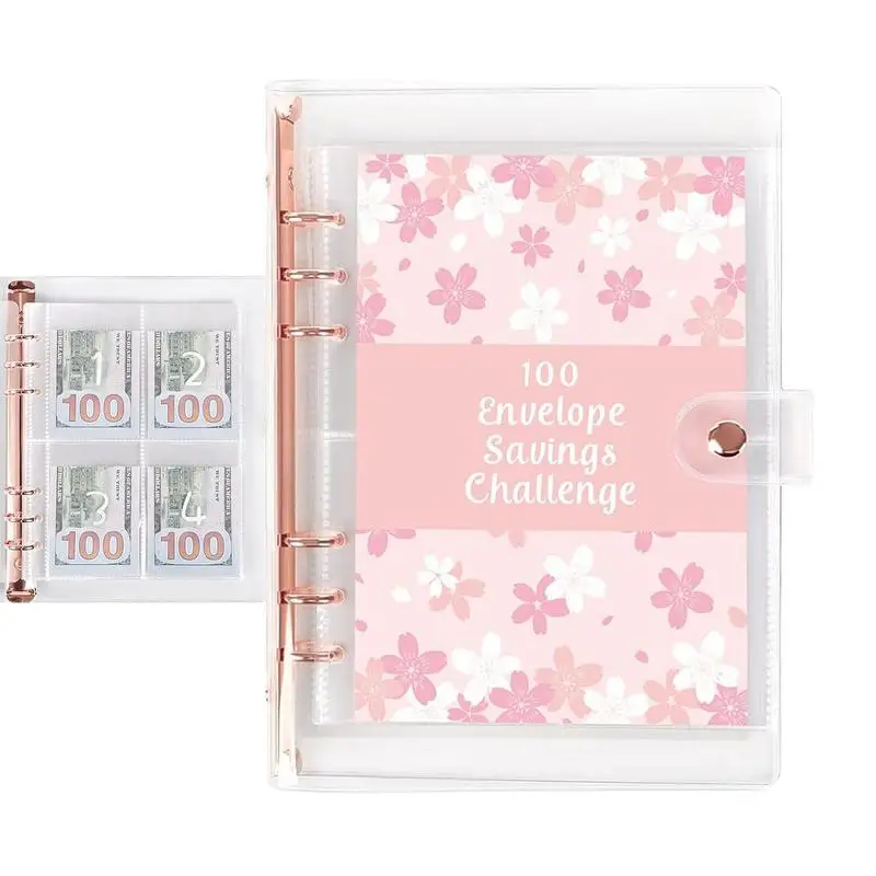 

100 Days Envelope Savings Challenge Binder Cash Envelopes Money Organizer Savings Challenge 100 Day Waterproof Reusable Budget