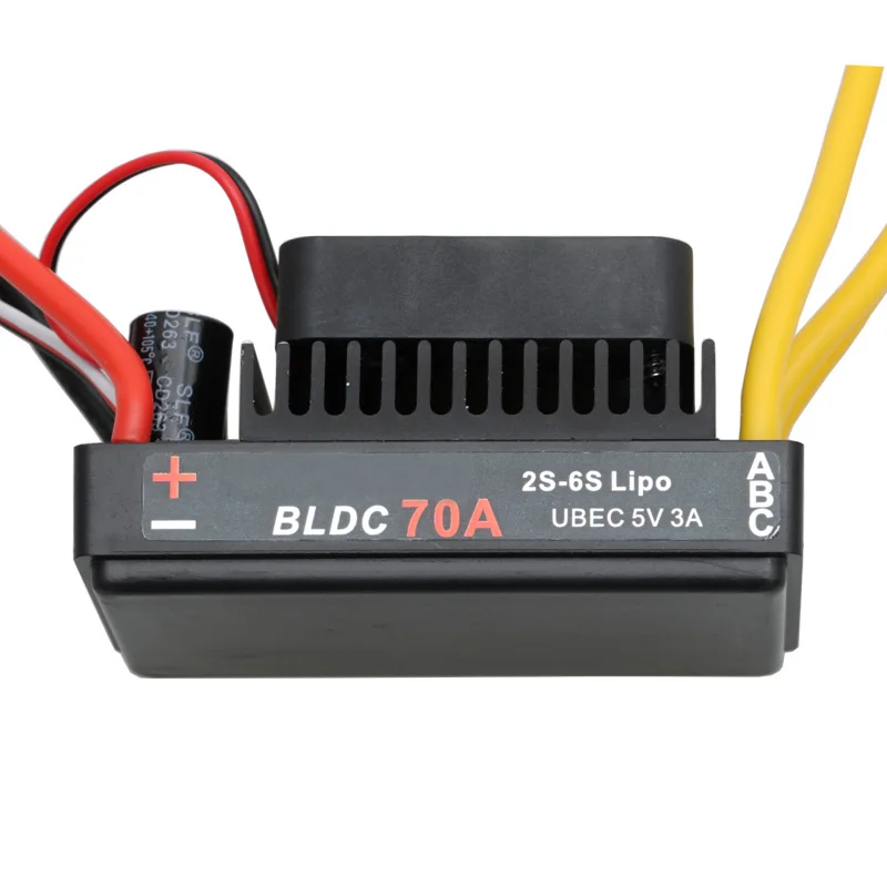 1 peça 2s-6s lipo 70a esc sem escova de corrente grande com ubec 5v 3a para modelo de motor bidirecional controlador de velocidade reversa dianteira