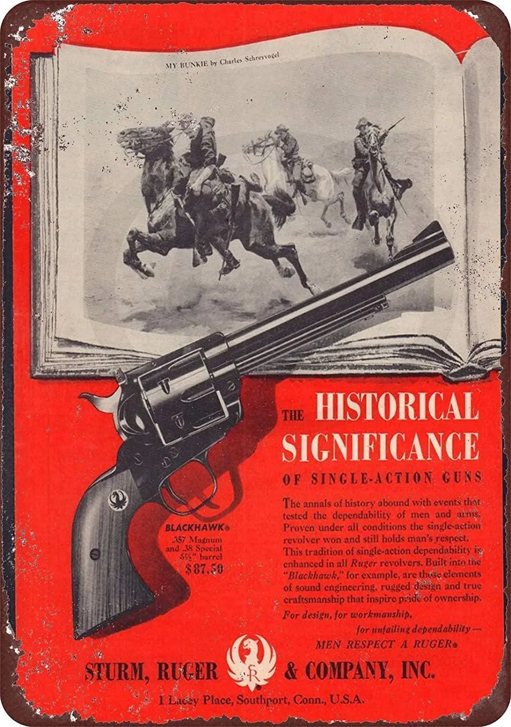 Metal Signs Tin Sturm Ruger ; Company .357 Blackhawk Reproduction  Novelty Wall Decor Sign-aluminum