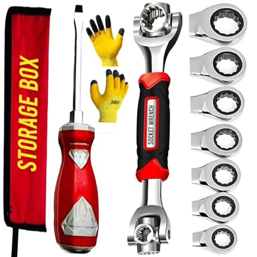 

Набор торцевых ключей 52 в 1, многофункциональный вращающийся гаечный ключ из нержавеющей стали с гибкостью на 360 градусов, собачья кость