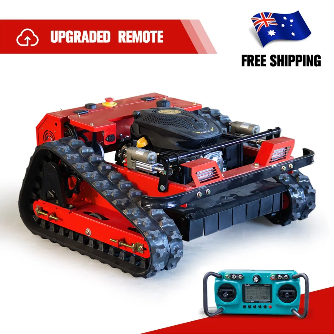 

Red Remote Control Lawn Mower Tracked Brush Cutter RC Mower for Garden Orchard Hill Grass Cutting Machine
