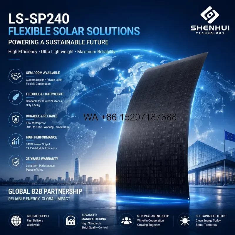 Wmwmnu for Flexible 240W Solar Panel Lightweight IP67 Waterproof Bendable Soft Solar Panel for RV Boat Balcony Off Grid