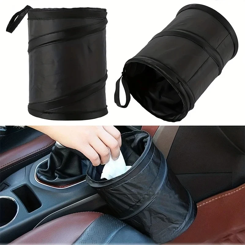 Lixeira de carro dobrável, à prova d'água e vazamentos, portátil, para pendurar no interior do carro