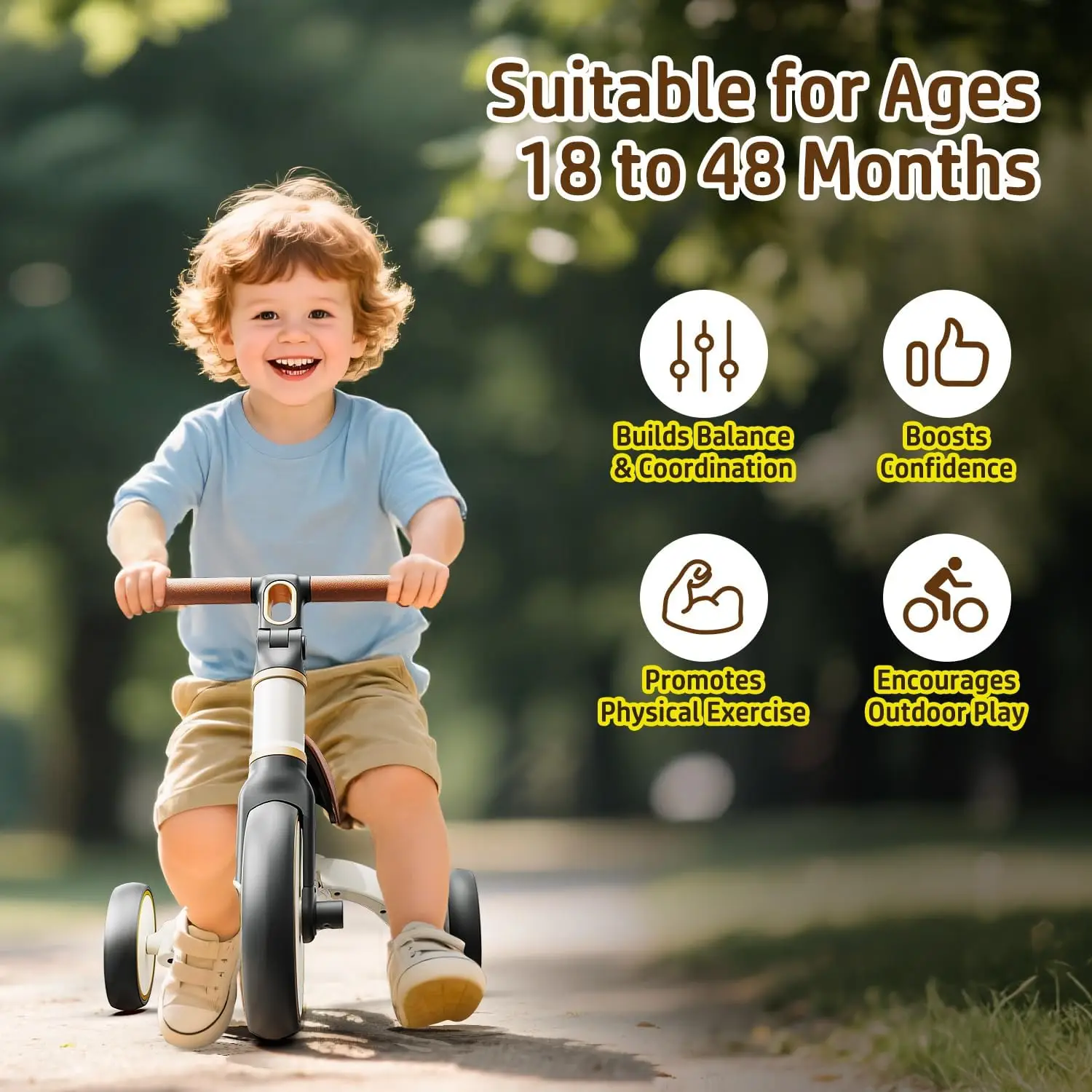 Bicicleta para niños pequeños 5 en 1, bicicleta de equilibrio para niños y triciclo para paseo durante 18 meses a 4 años, bicicleta de regalo para exteriores e interiores para niños de 1 a 3 años