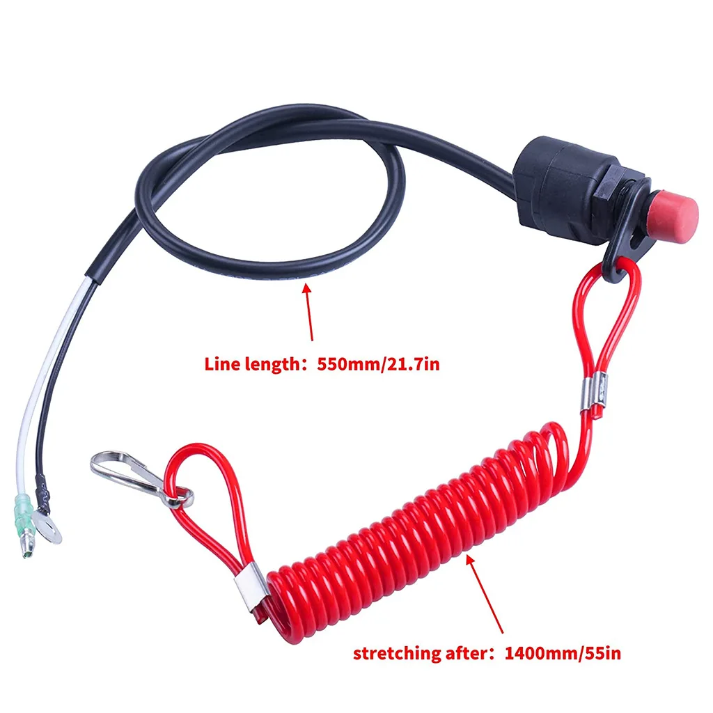 Boot buitenboordschakelaar Motor Motor Lanyard Kill Dringende stopknop Veiligheidsconnectorsnoer Compatibel voor Yamaha Suzuki Honda