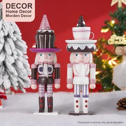 Merry Christmas Decoration Nutcracker Soldier Children's Gift Cake Wooden Puppet Doll Desktop Ornament New Year Home Decoration