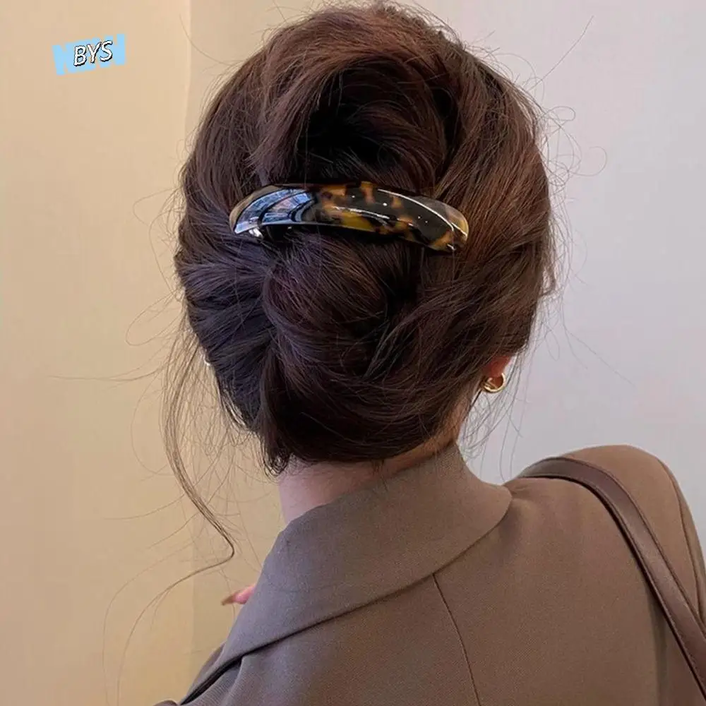 

Creative Elliptical Leopard Print Hair Clip Arc Geometric Spring Clip Grab Clip Headwear Large Hairpin Girl