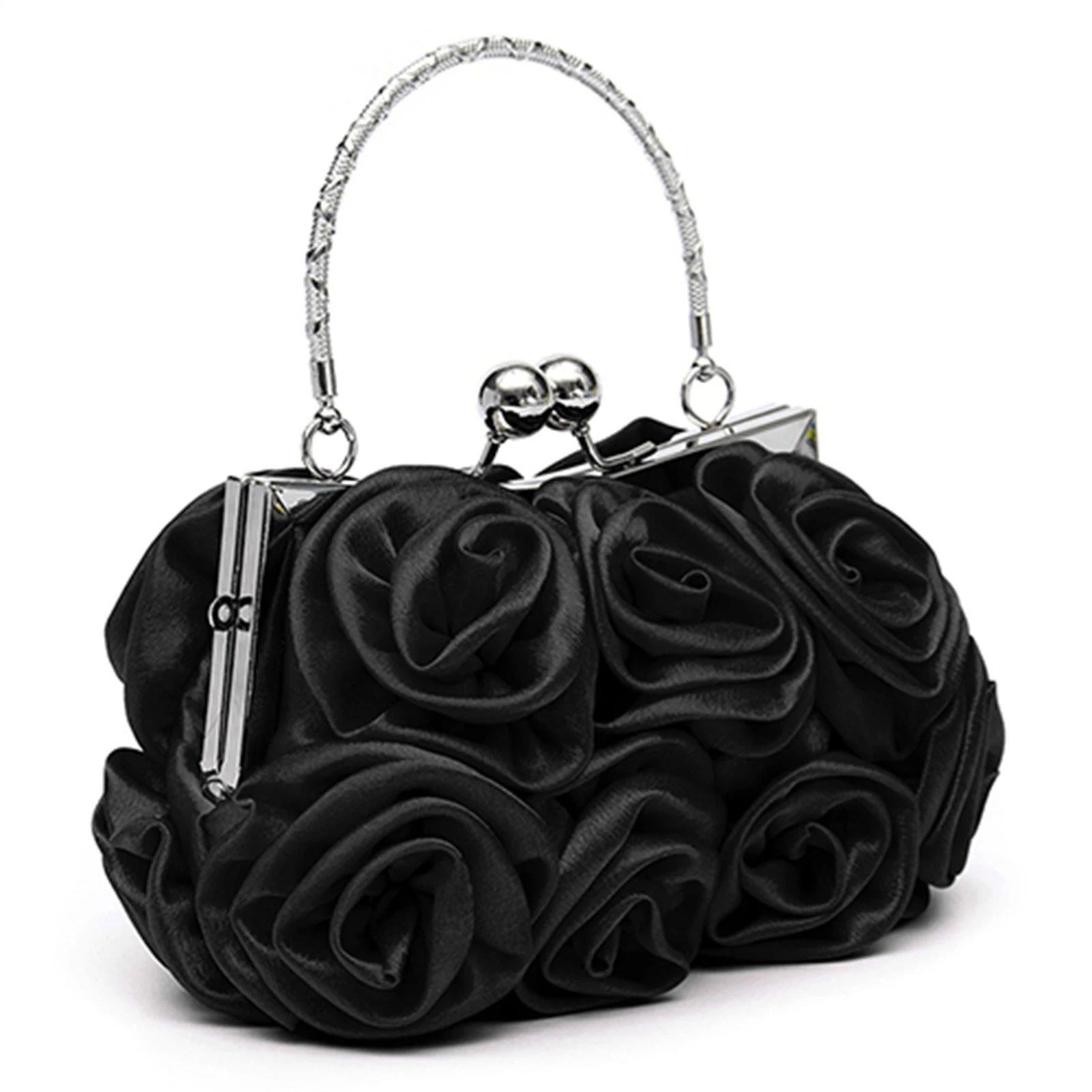 Bolso de mano con patrón de flores rosas para mujer, bolsos de mano para fiesta de noche, bolso de mano nupcial, bolso femenino