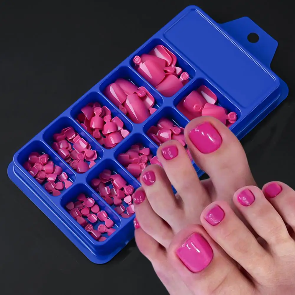 100 Uñas Postizas Redondas de Color Rosa Intenso, Uñas Postizas de Cobertura Completa, Color Fucsia, para Verano, Piscina, Tono Intenso, Pedicura, Salón de Belleza, DIY