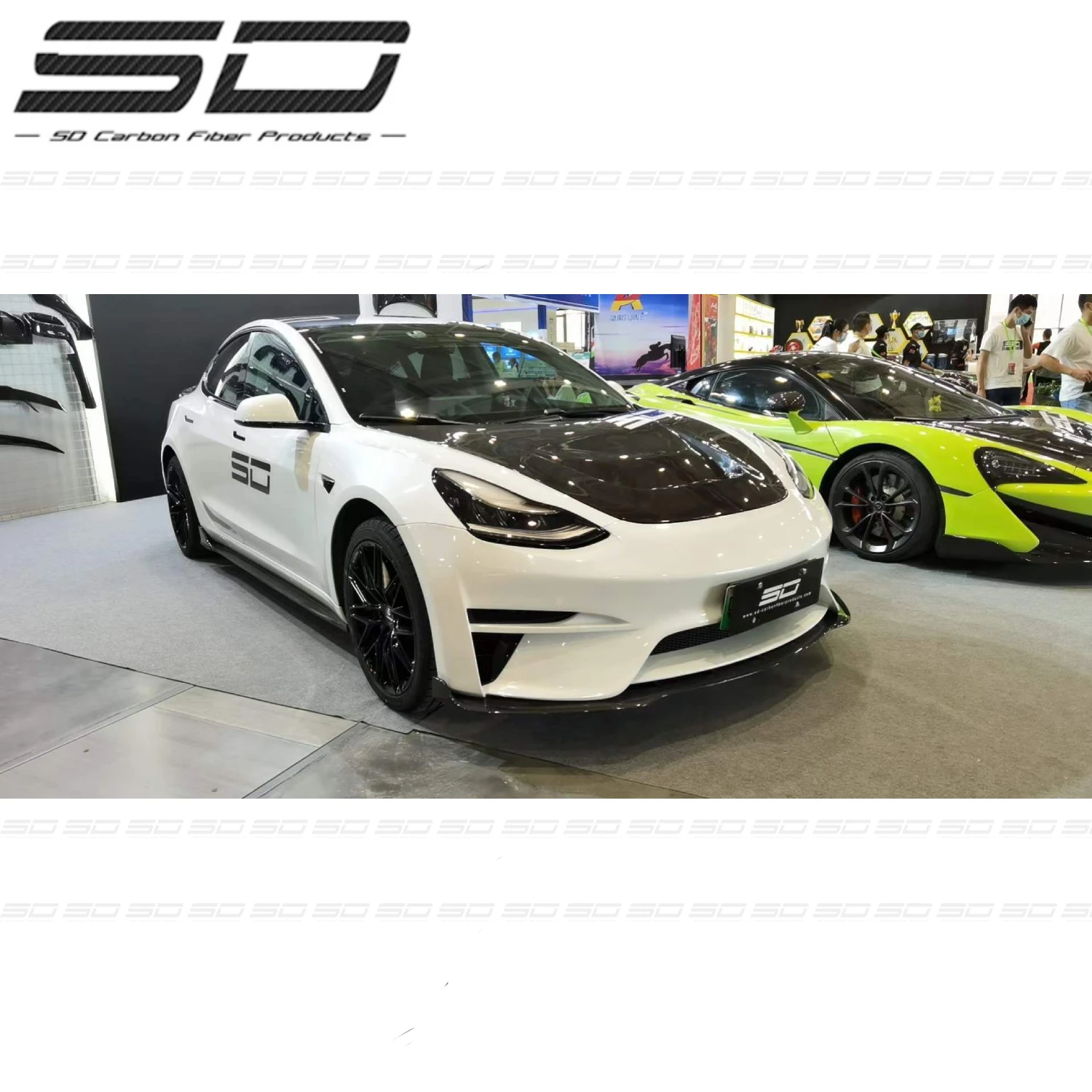 Te-sla Model 3 Upgrade High Quality SD Style Dry Carbon Fiber Body Kits