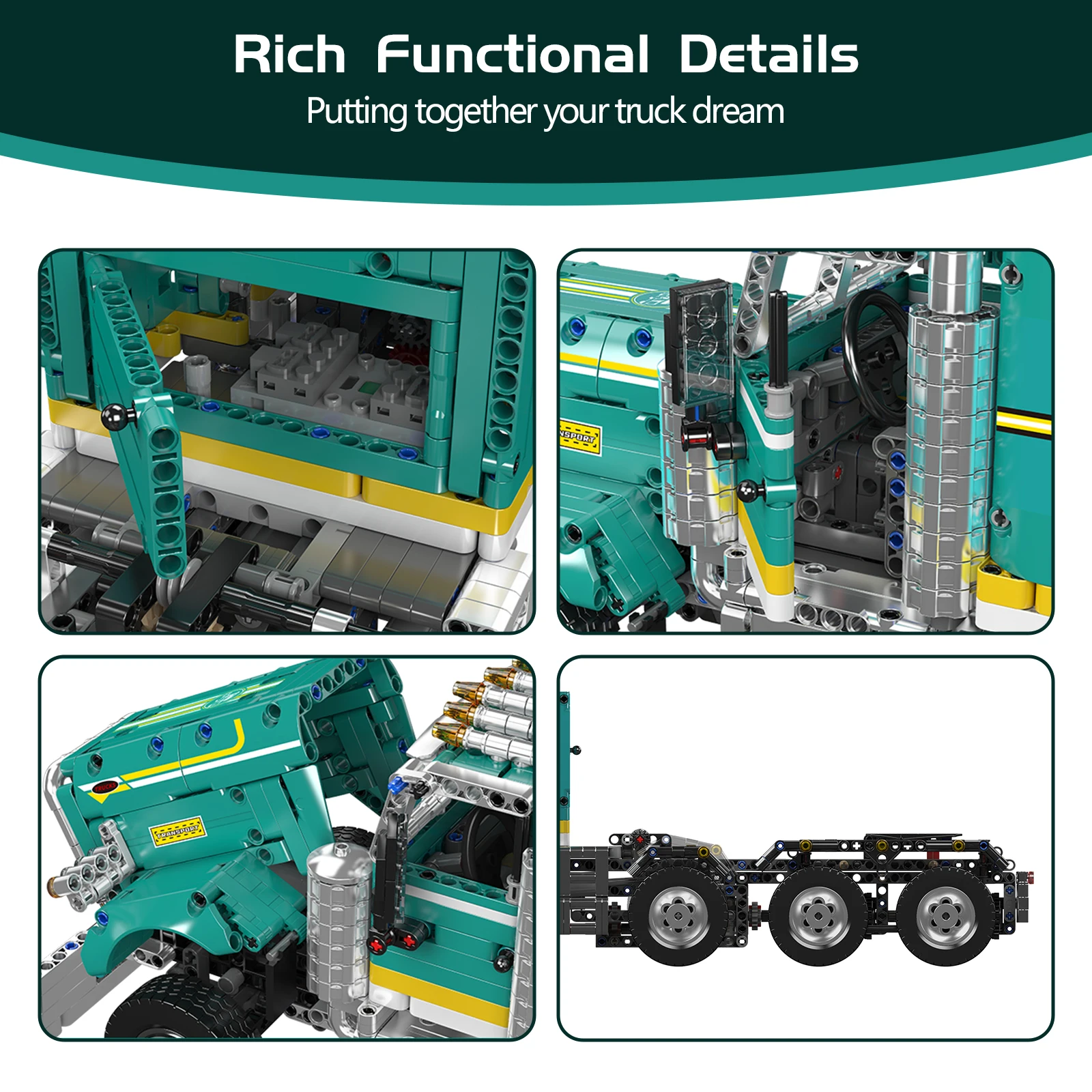 Mould King 13201-Conjunto de bloques de construcción eléctricos para camión americano, servomotor de potencia con Control remoto por aplicación inteligente, juguete para regalo para niños y adultos