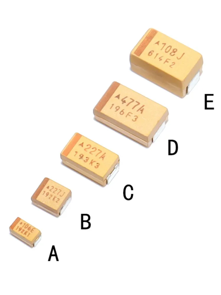 10 SZT. Kondensator tantalowy SMD w obudowie ABCDE 6.3V 10V 16V 25V 35V 50V 0.1UF 0.22UF 0.33UF 0.47UF 1UF 2.2UF 3.3UF 4.7UF 10UF 22UF 47UF — zdjęcie produktu 7
