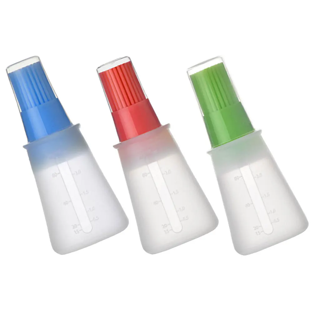 

3Pcs Silicone Basting Oil Bottle with Brush Leak Proof Oil Dispenser Kitchen Tools for Barbecue Seasoning Storage Container