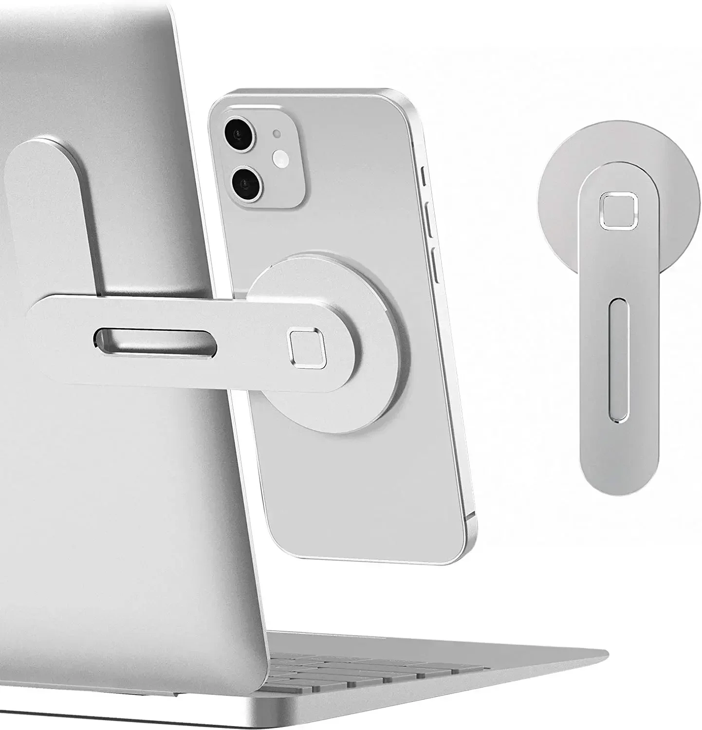 2025 Magnetische laptoptelefoonhouder Computermonitor Zijkant mobiele telefoon Slank en opvouwbaar voor iPhone 14 13 12-serie hoesje en alle telefoons