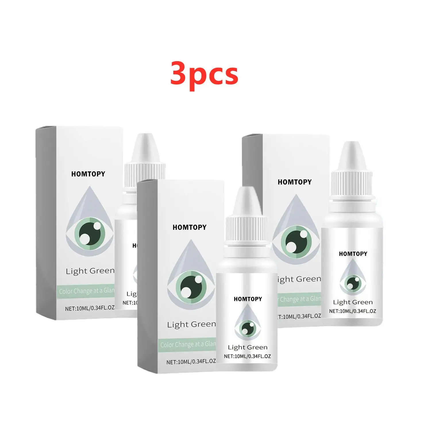 3pcs 10ml Light Green Color Changing Eye Drops Change Eye Color Lighten & Brighten Your Eye Color Eyes Care Liquid Eye Cosmetics