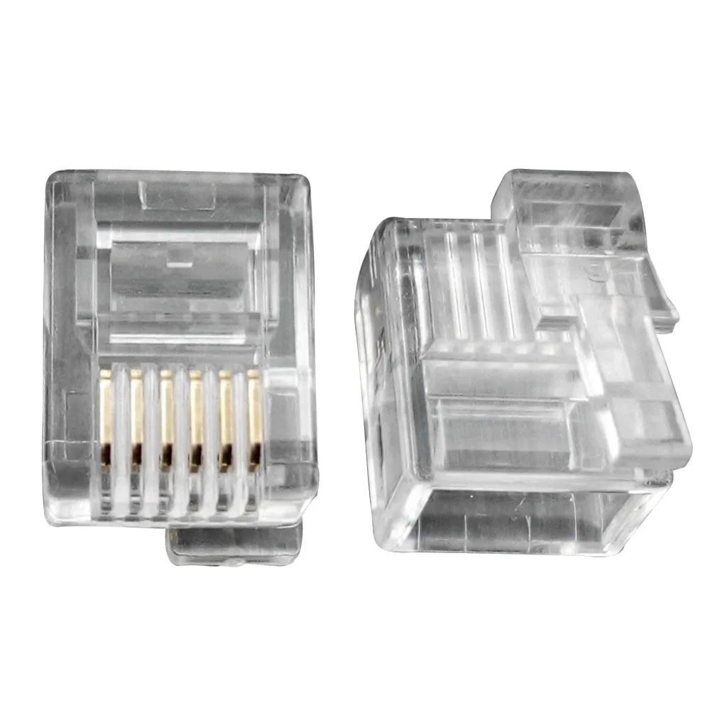 100PCS RJ12 Connector 6P6C Right Buckle Plug DIY For EV3 NXT Cable Modular Plug