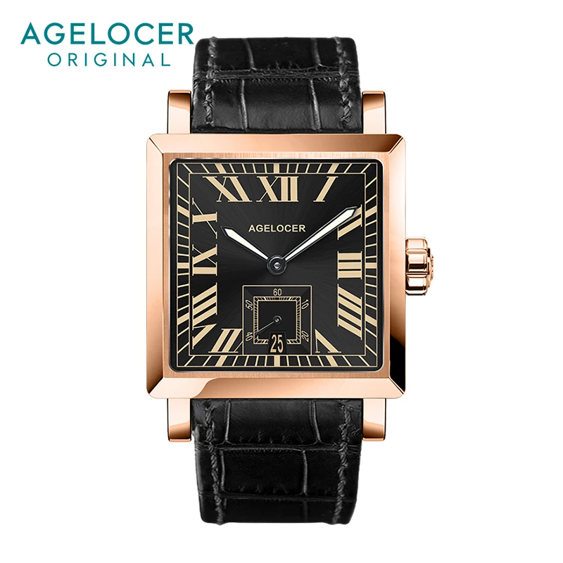 

AGELOCER Original Codex Watch Men's Square Classical Formal Automatic Mechanical Watch Birthday Gift for Men