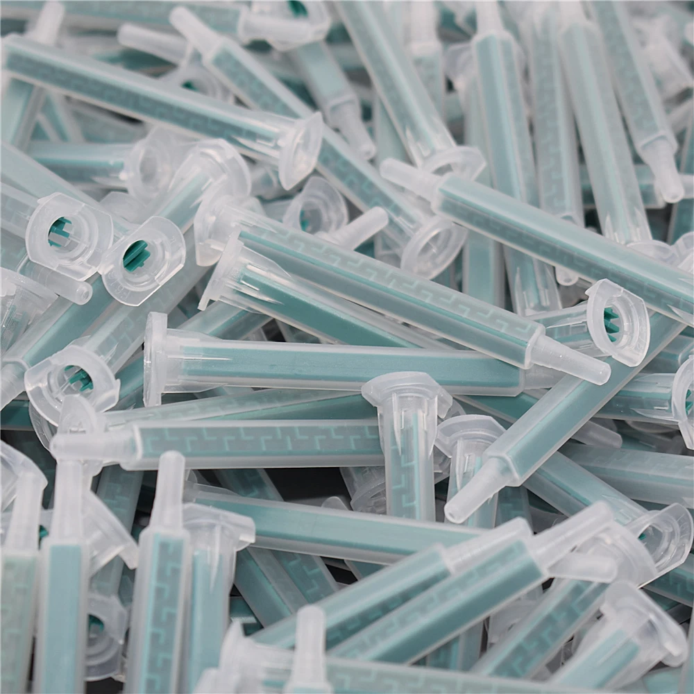 Bicos de Mistura de Resina Epóxi Tubo de Mistura Estático Misturador Plástico Adesivos ab Cartucho 1:1 50ml 83 mm 50ml 50 Pcs 250 Pcs 500 Pcs