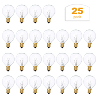 25Pcs G40 Tungsten Bulb Lamp Clear Globe Bulb E12 Base Light Bulbs for Indoor Outdoor Patio Decor Home Wedding Party Decoration