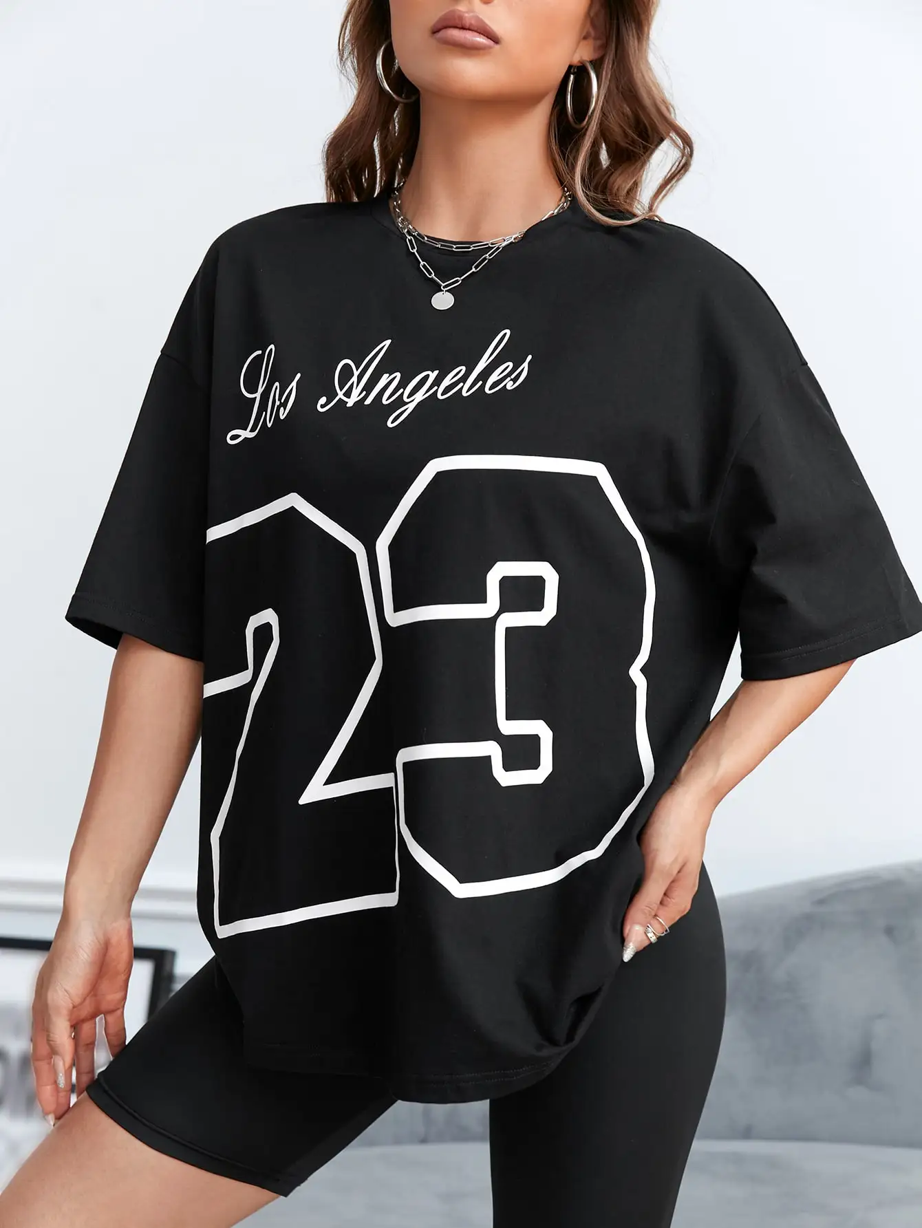 Los Angeles 23 Cotton Print Tee Shirt Original Loose Comfortabletshirt Individual Casual Soft Tee Top Aesthetic Fashion T-Shirt