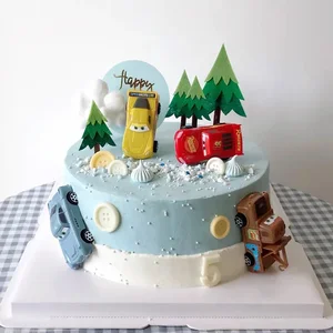 Kindergeburtstagstortendekorationen, Cartoon -Autospielzeug, Desserttisch Kochdekorationen, Lightning McQueen Mater 12 Hauptverkaufs -Top -Königin -Kuchen - №3