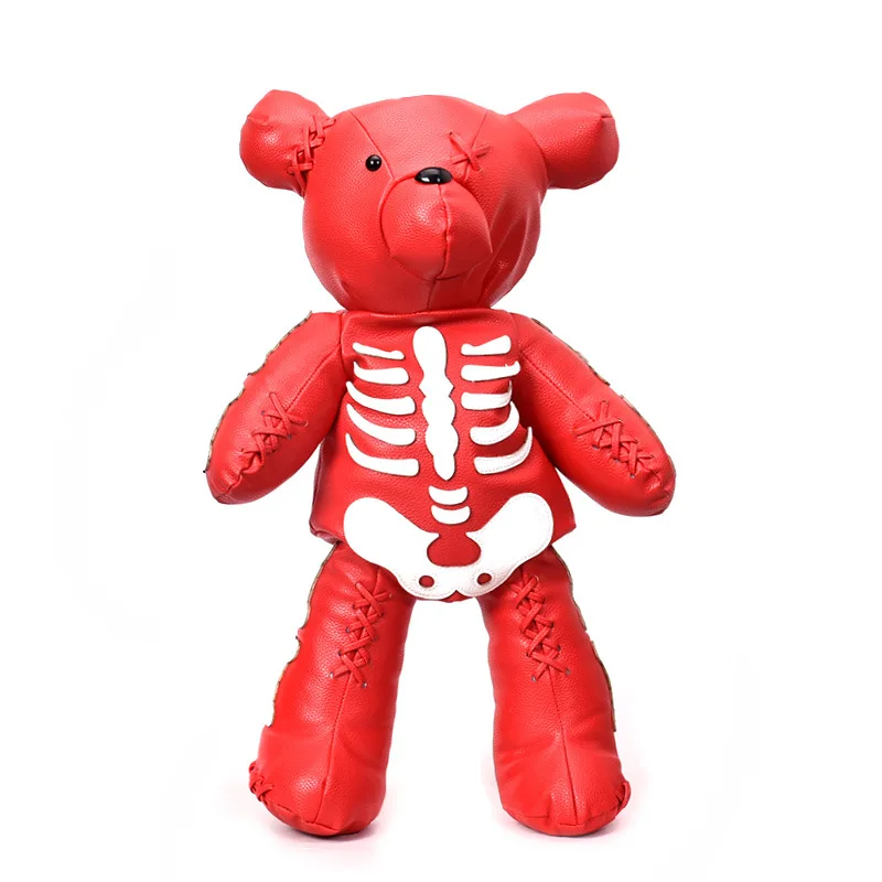 

Skeleton Bear Backpack PU Leather Artistic Personality Thriller Single Shoulder Crossbody Backpack Halloween Backpacks