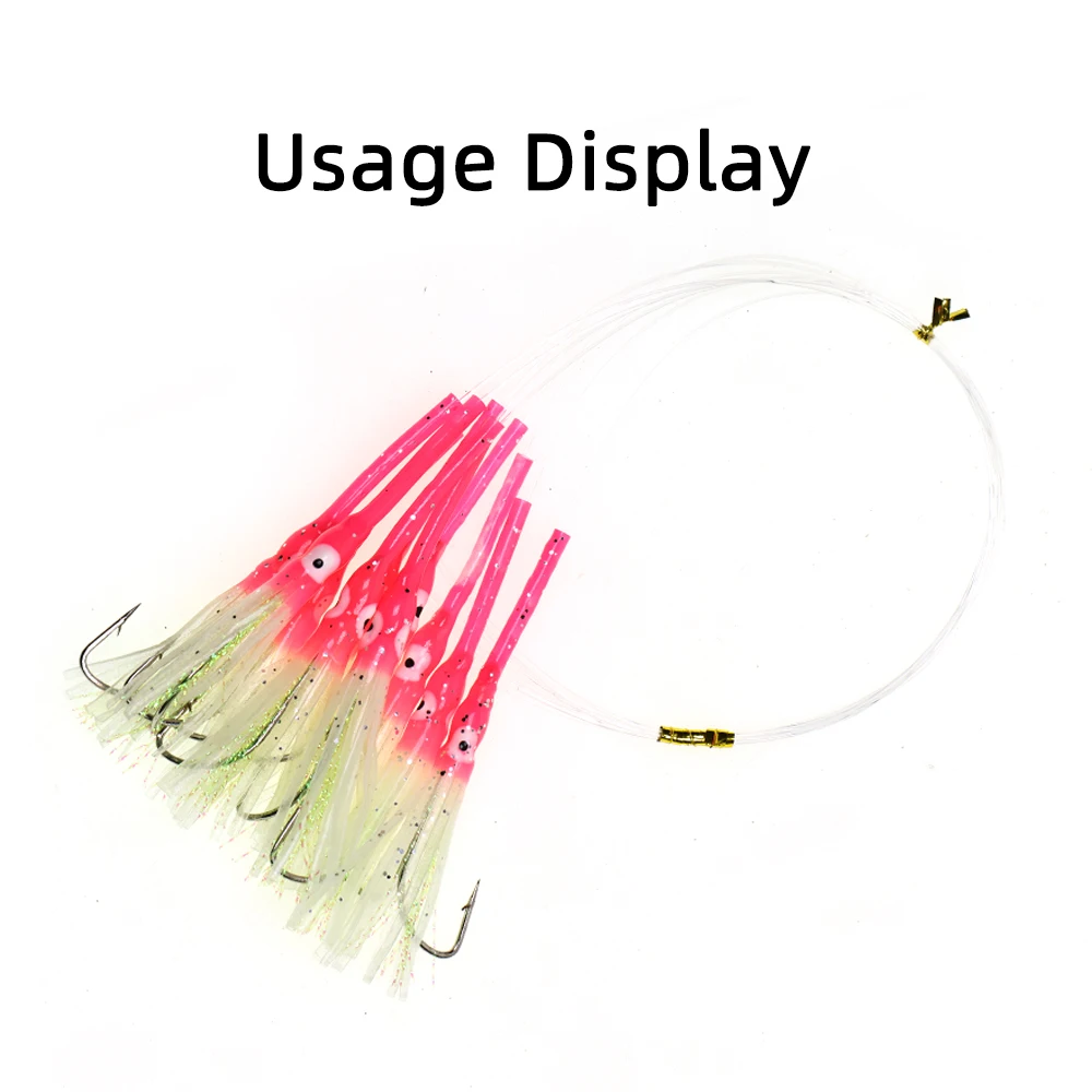 20 Stück 8,5cm/1g Langmaul-Soft-Squid-Röcke, leuchtende Oktopus-Köder für Sabiki-Rigs, Salzwasser-Kabura-Angeljigs – Detail 6