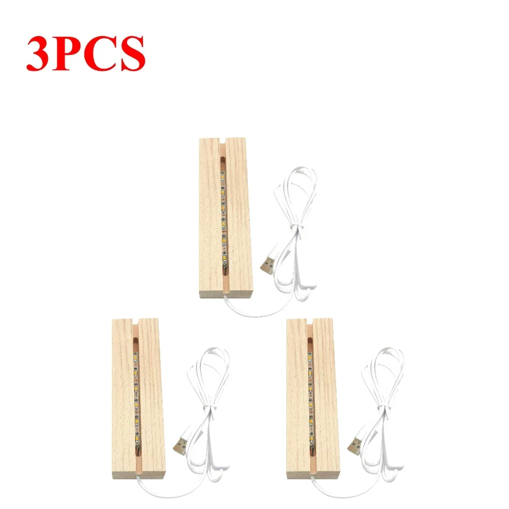 1-10 Stuks Led Hout Licht Display Kristal Houten Verlichte Basis Acryl Lichtplaat Basis Usb Houten Basis Voor Hars Art Licht Licht