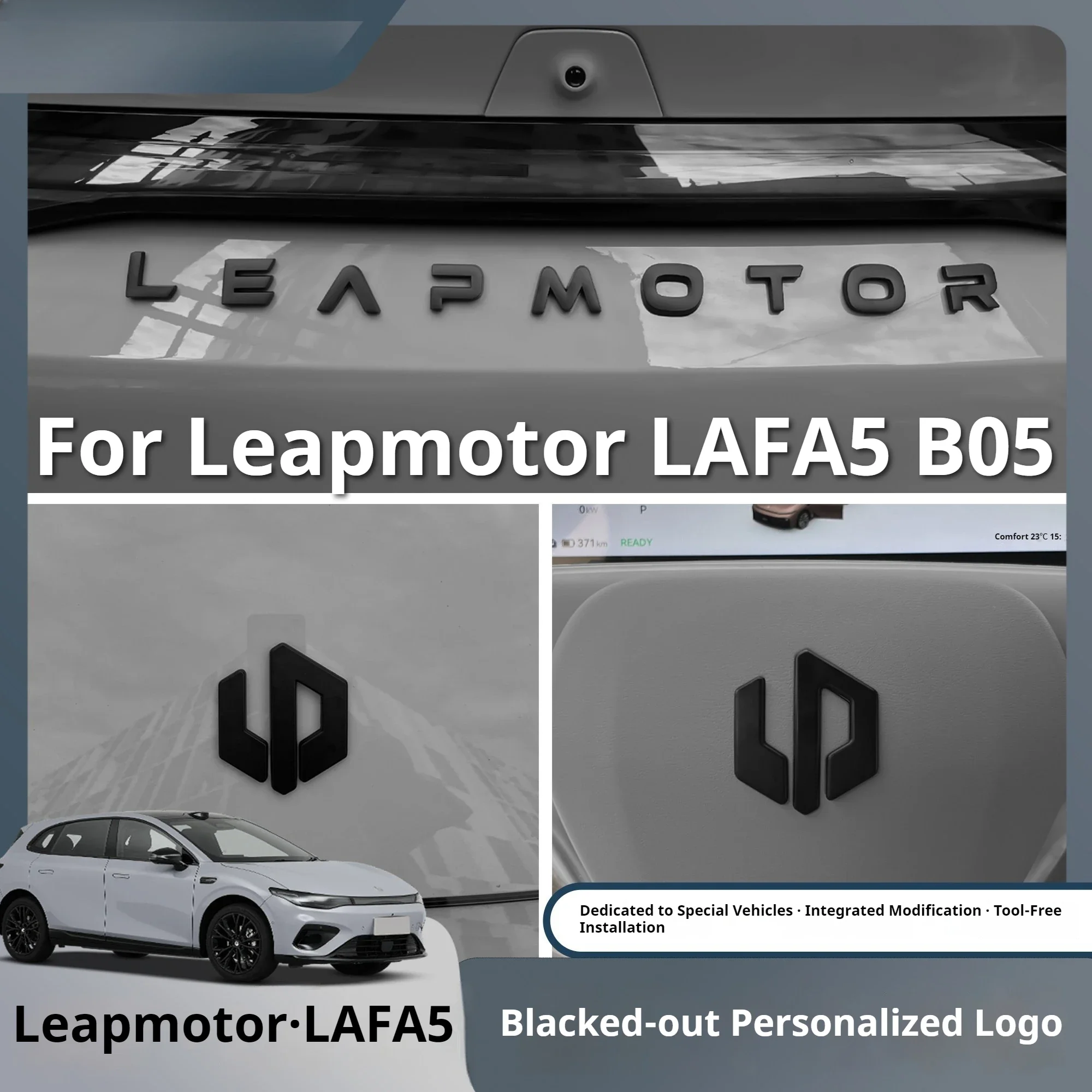 Fit For Leapmotor LAFA5 B05 Front Rear Emblem Black Badge Letter Blackout Kit Glossy Black Exterior Styling