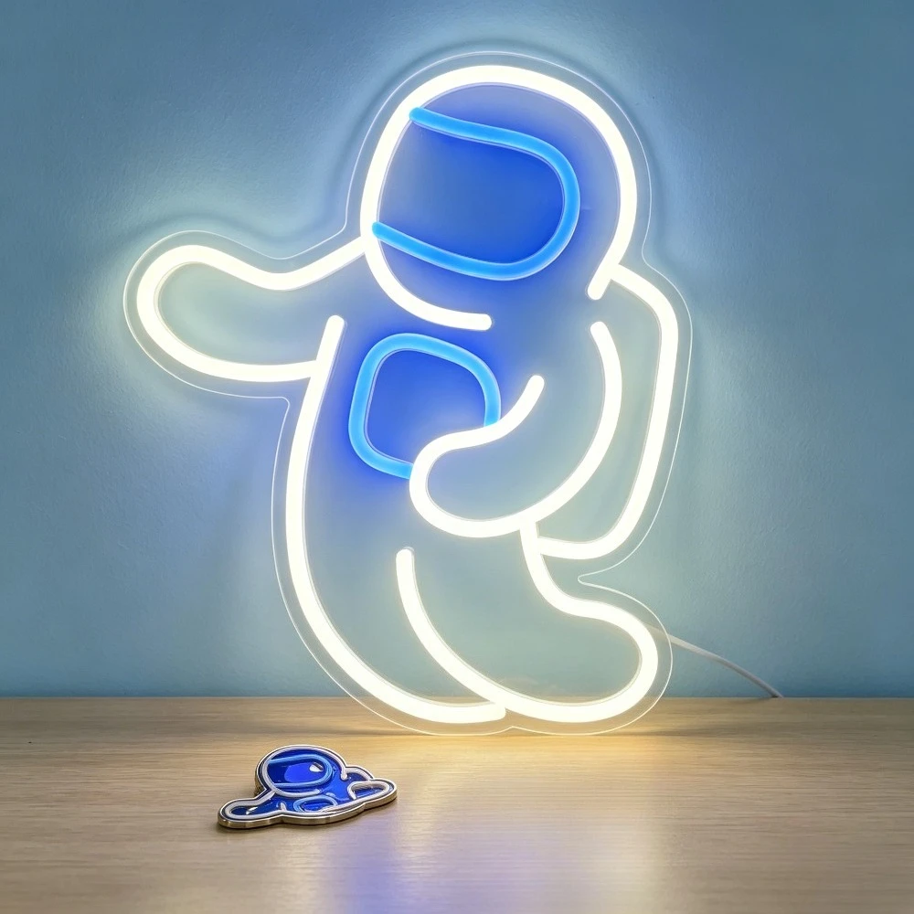 Letrero Luminoso LED de Astronauta Bailando, Luz Nocturna con Alimentación USB, Decoración de Habitación con Temática Espacial, Decoración de Escritorio para Gaming, Regalo para Niños