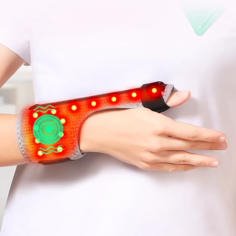 

Портативный массажер для запястья с подогревом, терапия красным светом, USB-питание, облегчение запястного туннеля, жесткость мышц, легкость для работы, дома, путешествий