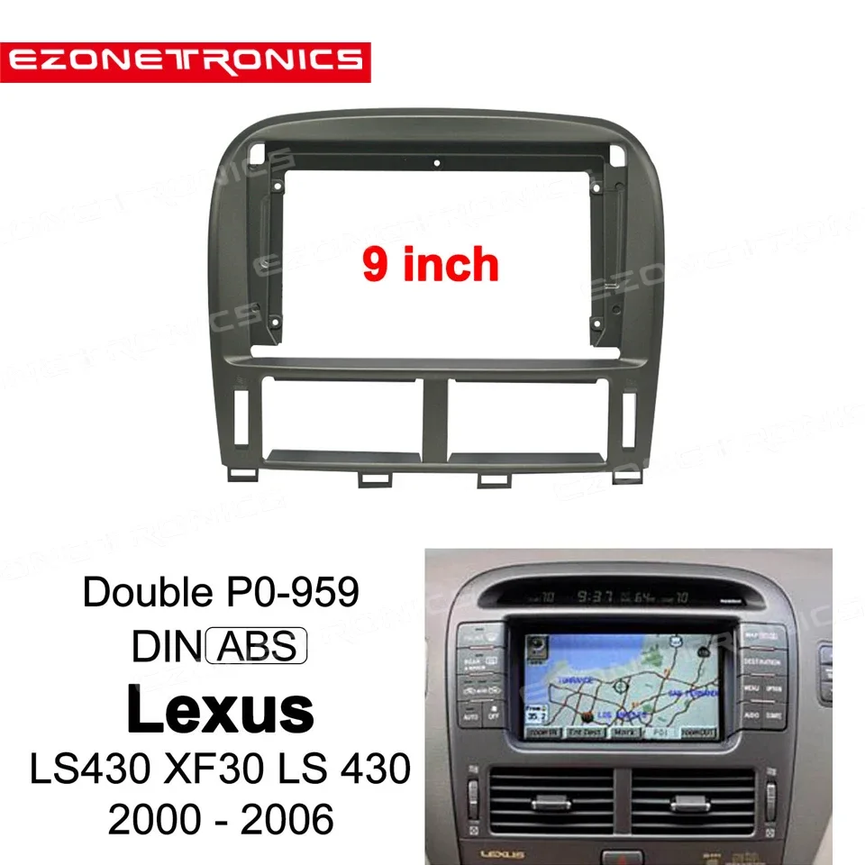 

2Din Car DVD Frame Audio Fitting Adaptor Dash Trim Kits Facia Panel 9inch For Lexus LS430 XF30 LS 430 2000-2006 Din Radio Player