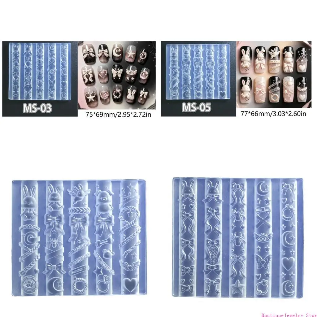 E1PE Decoration Shaping Mold in Flexible Silicone, 3D Embossed Tool for DIY Art, Craft Projects and Salon Use