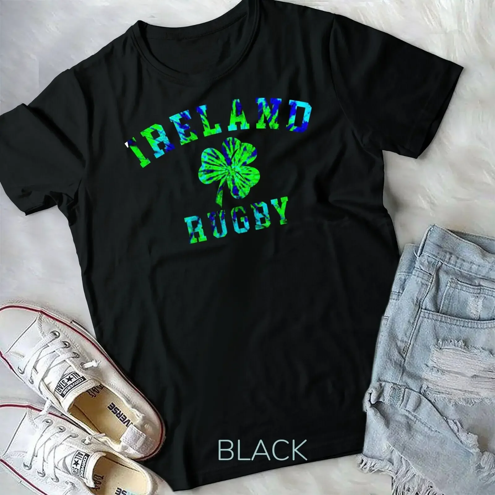 

Tie Dye Green - IRELAND RUGBY Shirt - Irish Shamrock Rugby Unisex T-shirt