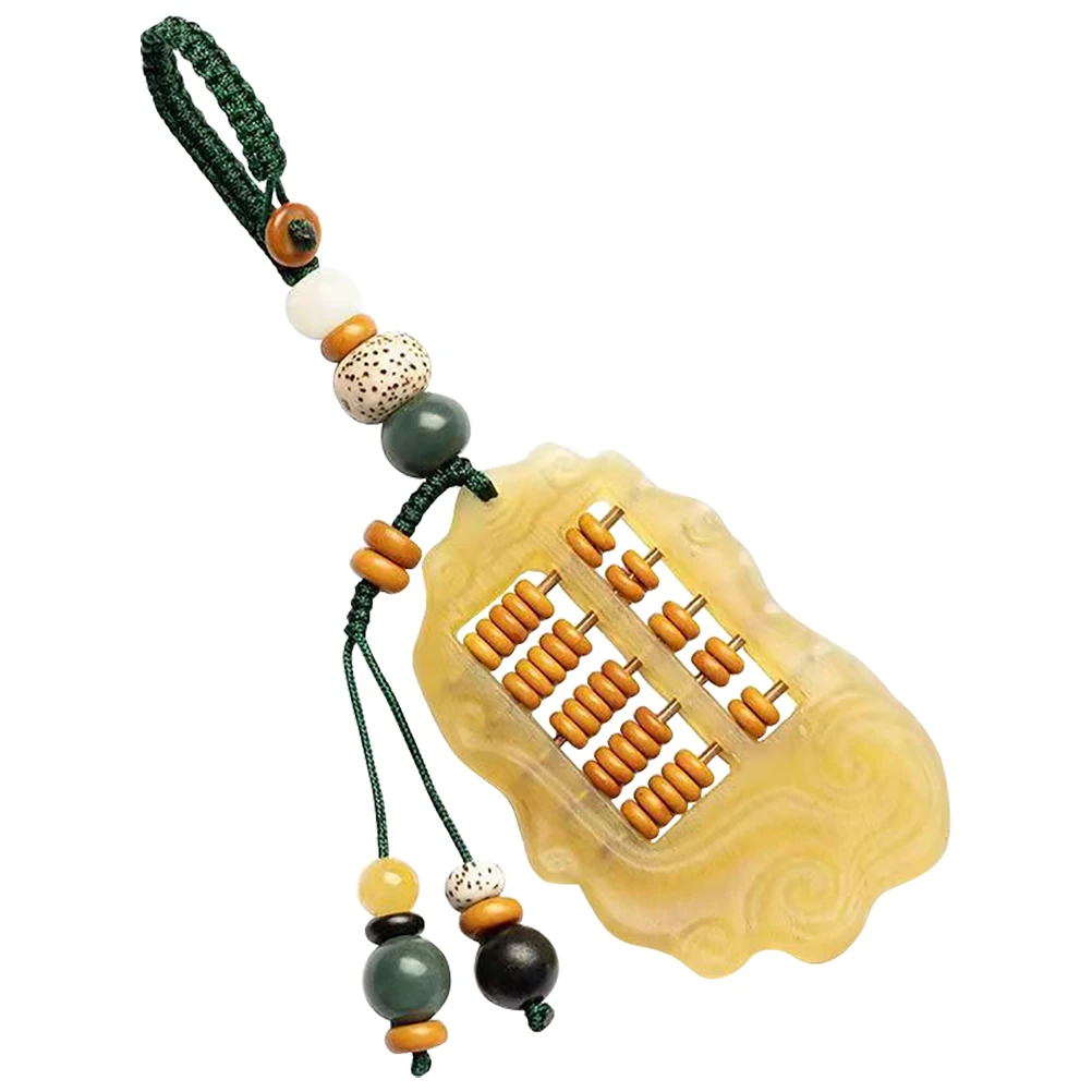 

Abacus Shape Keychain Mini Pendant Olive Stone Beads Rings Hanging nament Durable Smooth Lightweight Key Ring Decorative