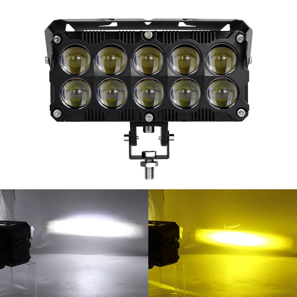 

10len Motorcycle LED Spot Light Dual Color Hi/Low Beam Fog Lamps for Car Trucks SUV UTV 12V 24VMini Lens Headlight Driving Light