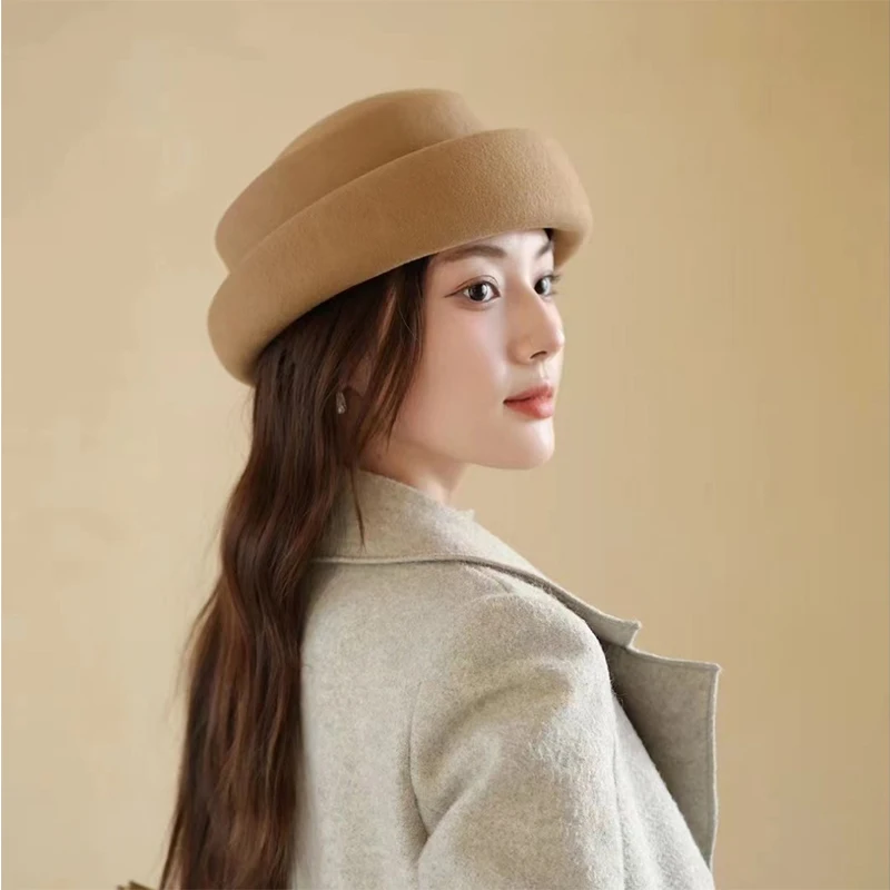 Retro Woolen Beret Hat for Women Luxury Princess Style Elegant Match All Autumn Winter Fashionable Hat