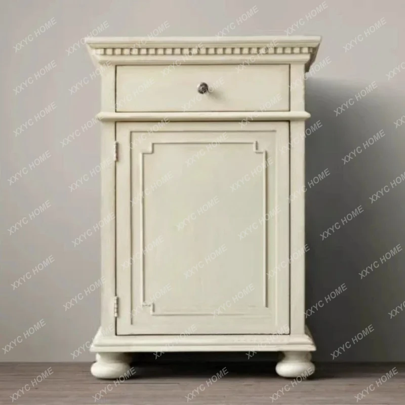 

LCountry Solid Wood Retro Style Bedroom Single Door Drawer Bedside Table
