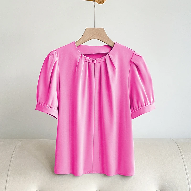 

5 Colors Loose Fit Cotton Women Short Sleeve Shirts Women Breathable Back Hollow Out Leisure Lady Tops Free Shipping