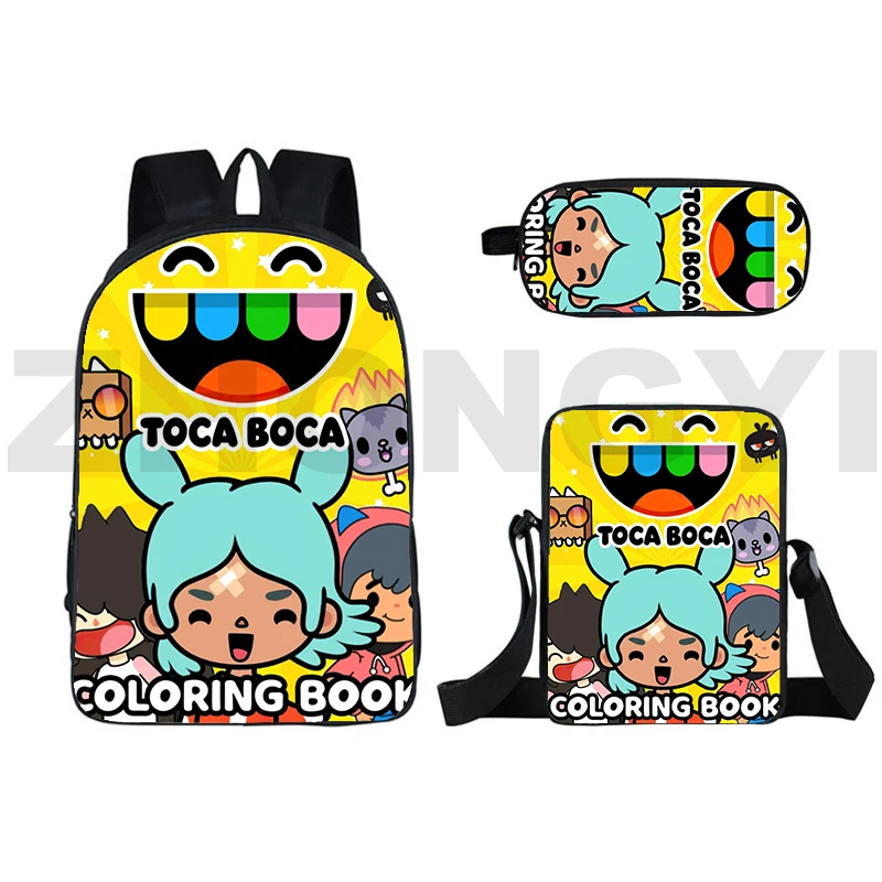 

3D Printed Anime Toca Boca Life World Game Backpack Bookbag School Bag 16 Inch Toca Life World Bagpack Travel Women