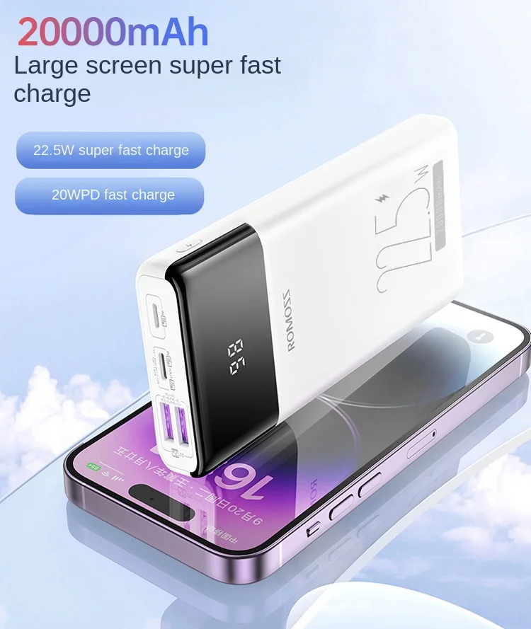 

20000 mah super capacity charging bank 22.5W fast charge with screen display